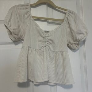 White textured babydoll top